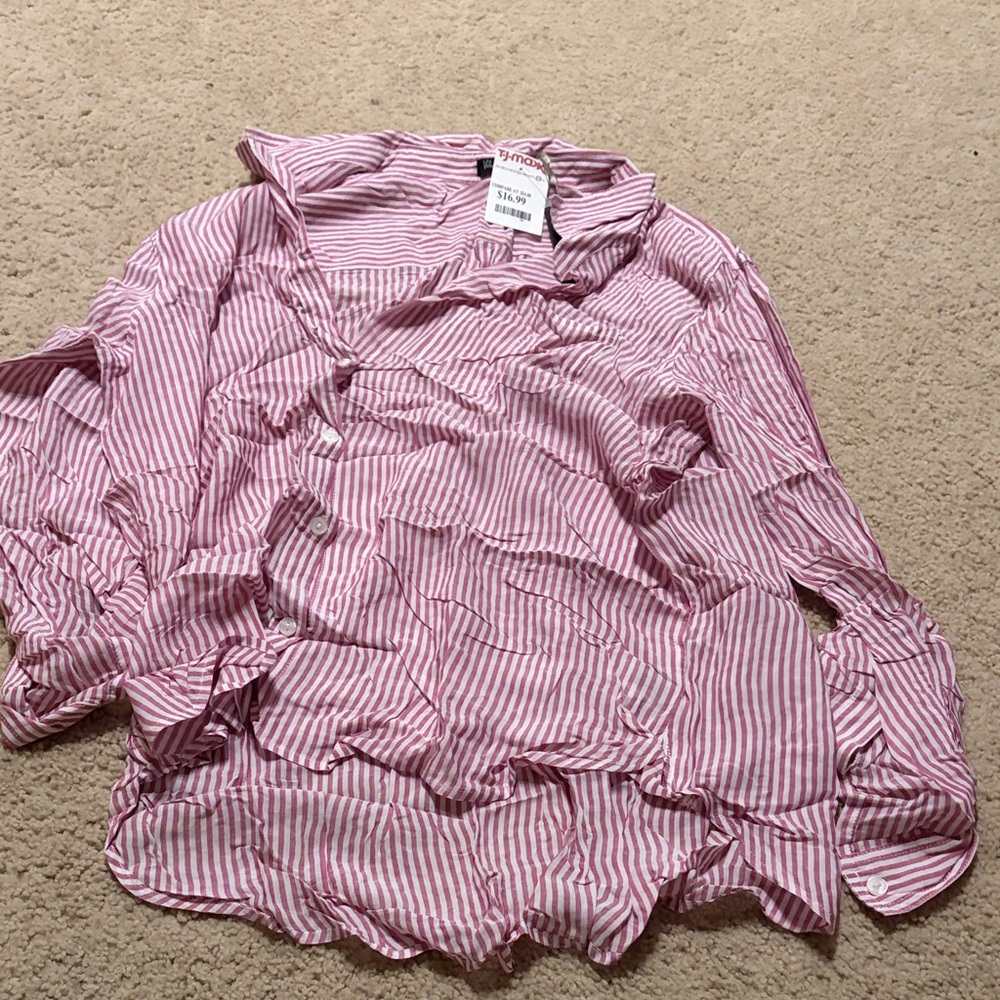 Velvet Heart Red and White Striped Button Down Shirt